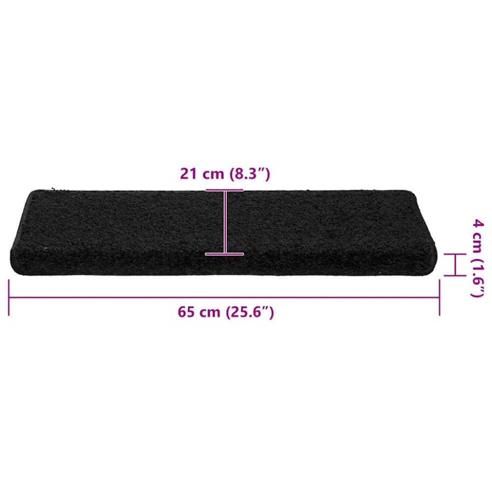 Produktbild för Trappmattor 30 st 65x21x4 cm svarta rektangulära kanter