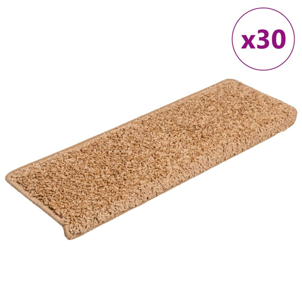 Produktbild för Trappmattor 30 st 65x21x4 cm beige rektangulär kant