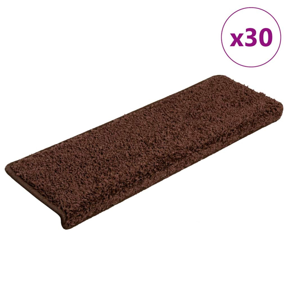 Produktbild för Trappmattor 30 st 65x21x4 cm bruna rektangulära kanter