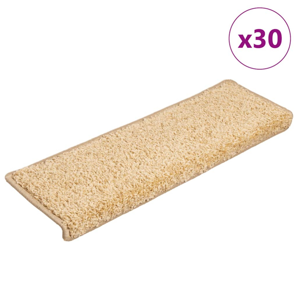 Produktbild för Trappmattor 30 st 65x21x4 cm krämfärgade rektangulära kanter