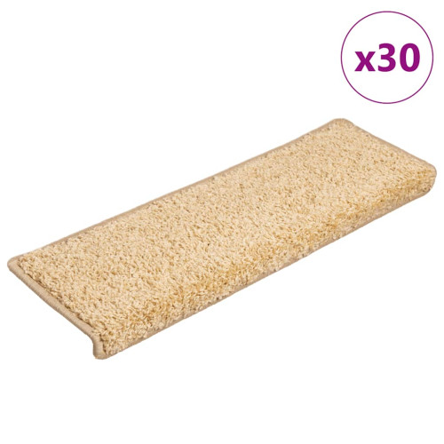 vidaXL Trappmattor 30 st 65x21x4 cm krämfärgade rektangulära kanter