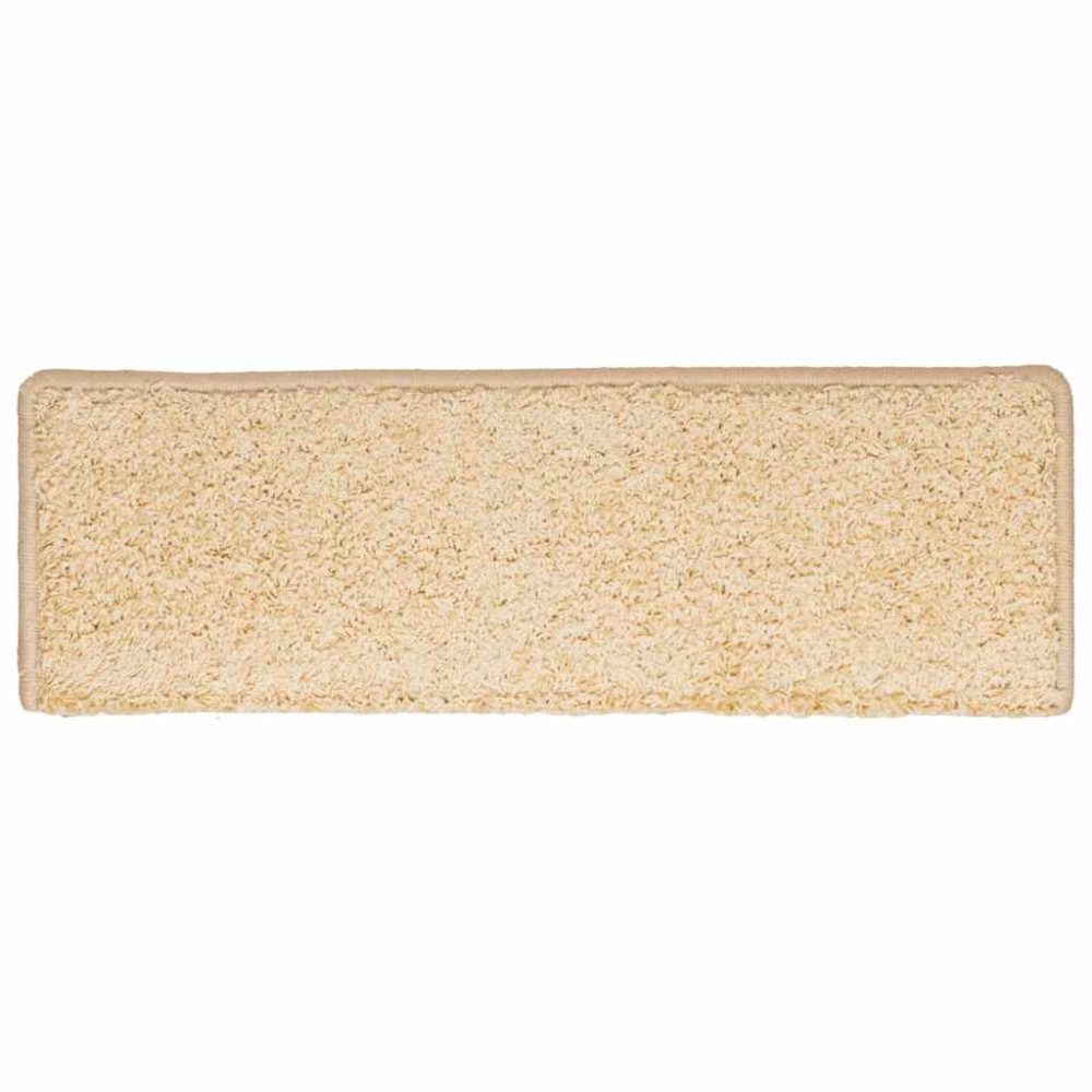 Produktbild för Trappmattor 30 st 65x21x4 cm krämfärgade rektangulära kanter
