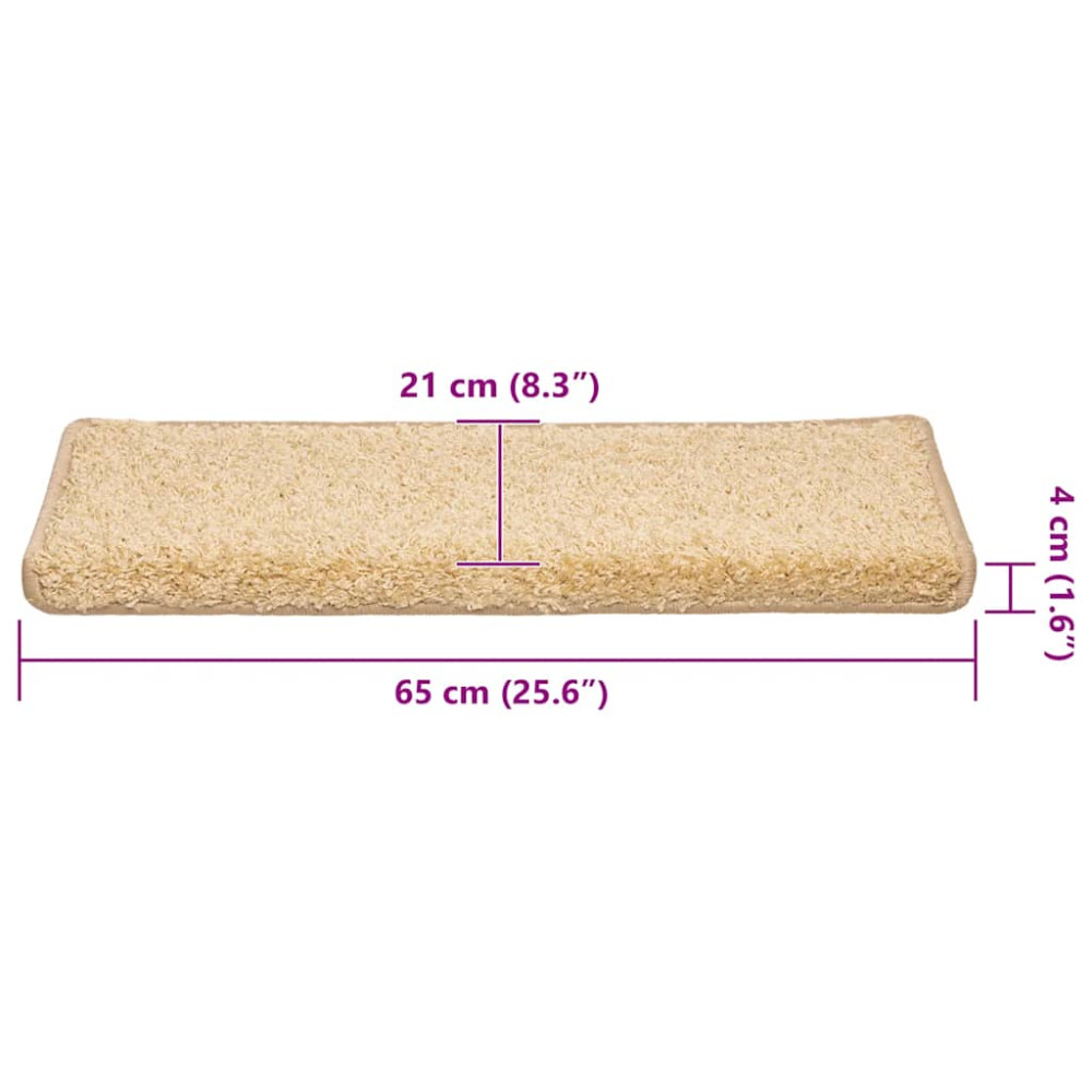 Produktbild för Trappmattor 30 st 65x21x4 cm krämfärgade rektangulära kanter
