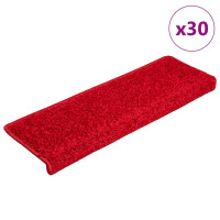 Produktbild för Trappmattor 30 st 65x21x4 cm röda rektangulära kanter