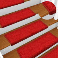 Produktbild för Trappmattor 30 st 65x21x4 cm röda rektangulära kanter