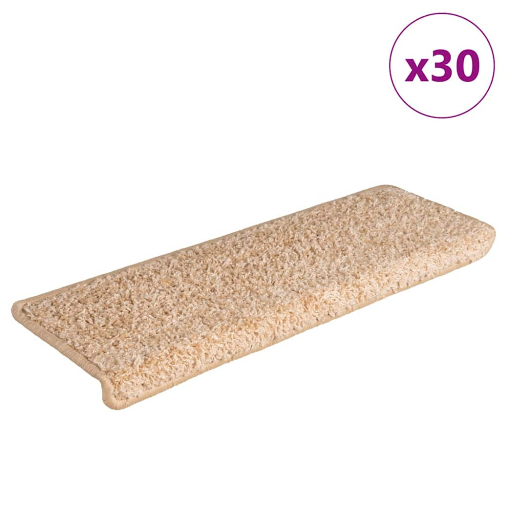 Produktbild för Trappmattor 30 st 65x21x4 cm guldfärgade rektangulära kanter