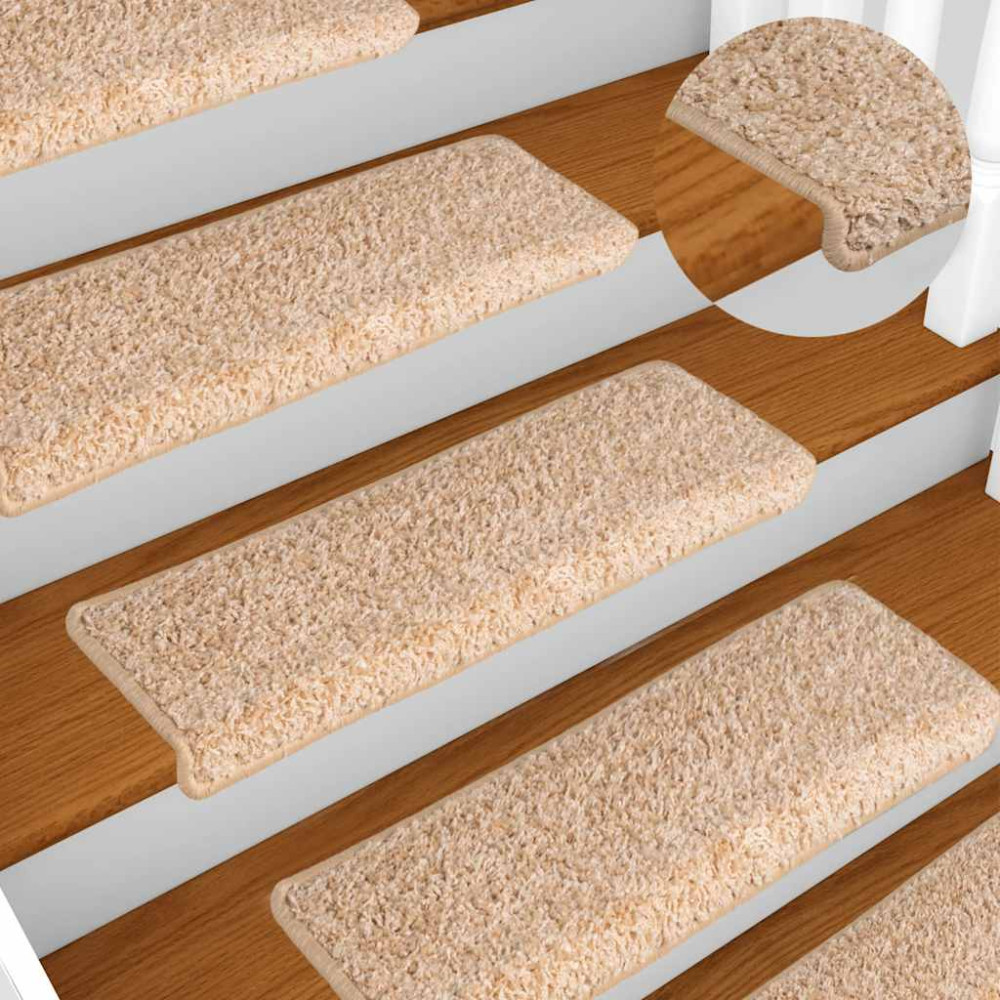 Produktbild för Trappmattor 30 st 65x21x4 cm guldfärgade rektangulära kanter