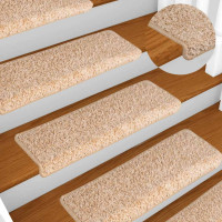 Produktbild för Trappmattor 30 st 65x21x4 cm guldfärgade rektangulära kanter