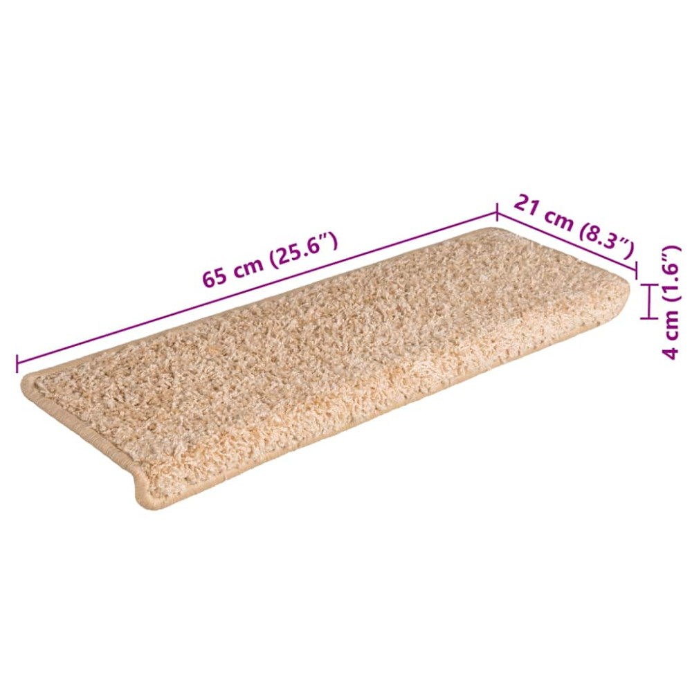 Produktbild för Trappmattor 30 st 65x21x4 cm guldfärgade rektangulära kanter