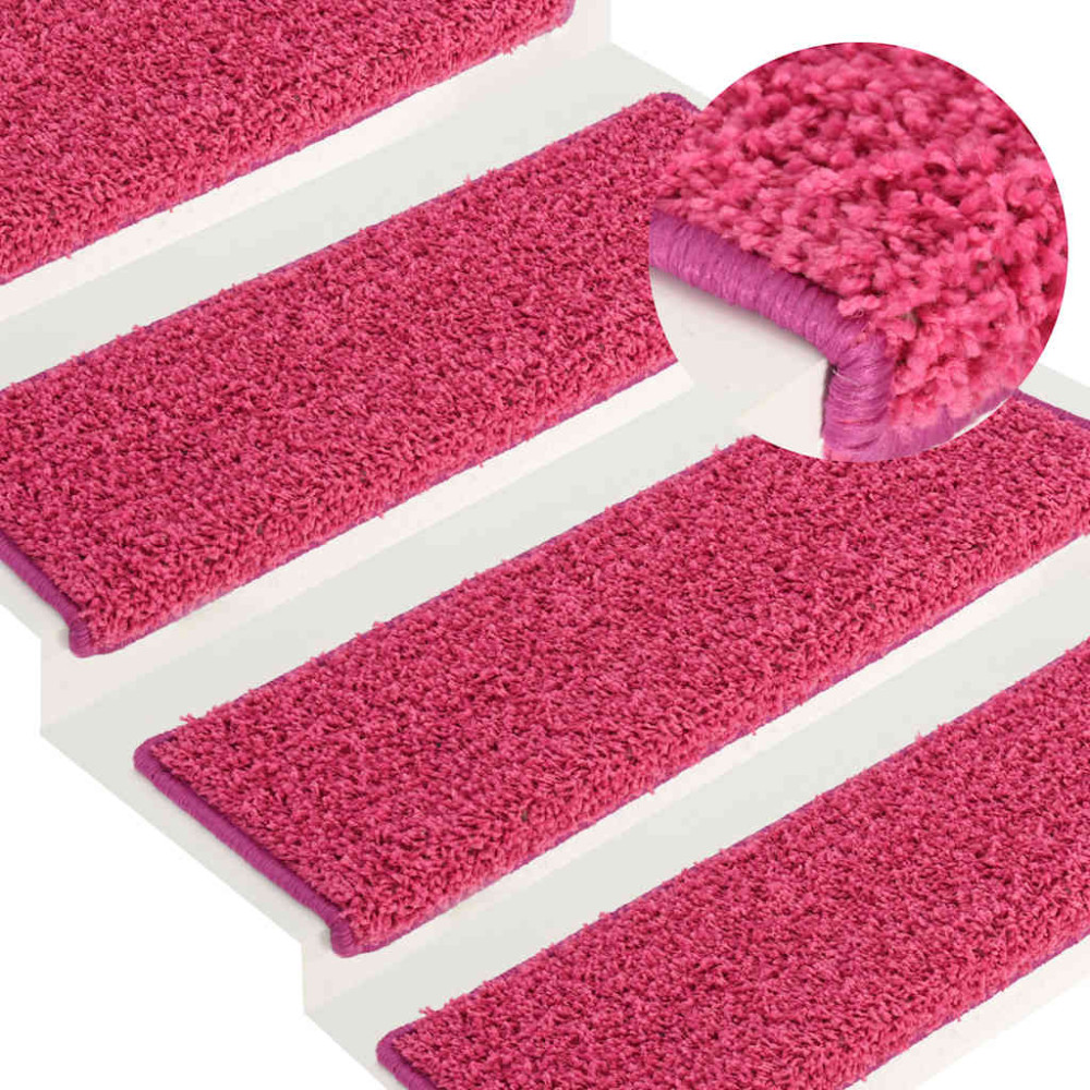 Produktbild för Trappmattor 30 st 65x21x4 cm rosa rektangulär kant