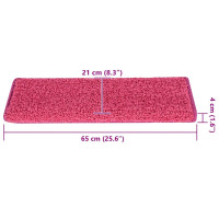 Produktbild för Trappmattor 30 st 65x21x4 cm rosa rektangulär kant