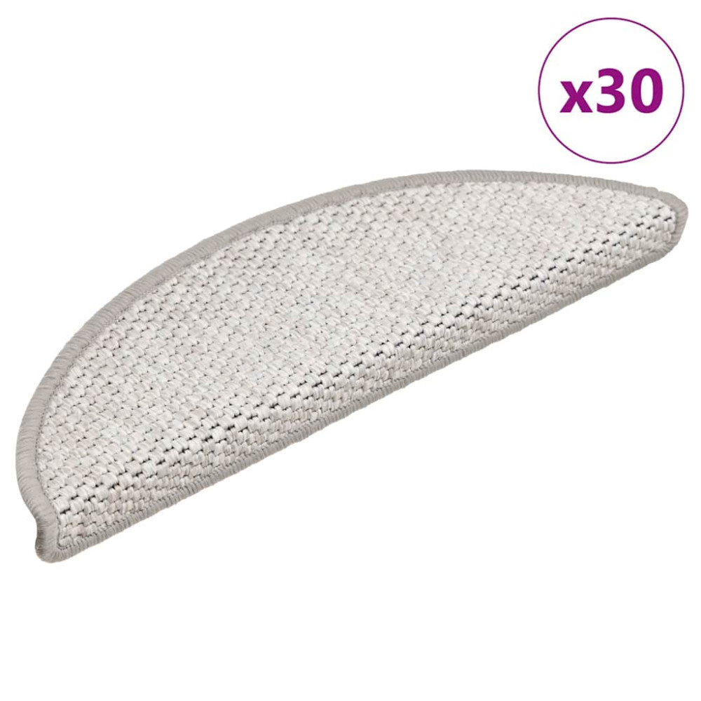 Produktbild för Trappmattor självhäftande sisal-look 30 st 56x17x3 cm platina