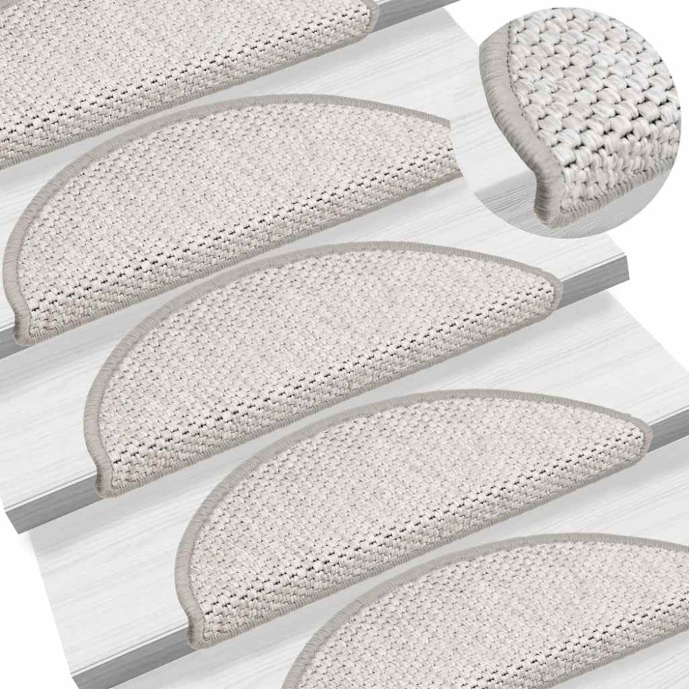 Produktbild för Trappmattor självhäftande sisal-look 30 st 56x17x3 cm platina