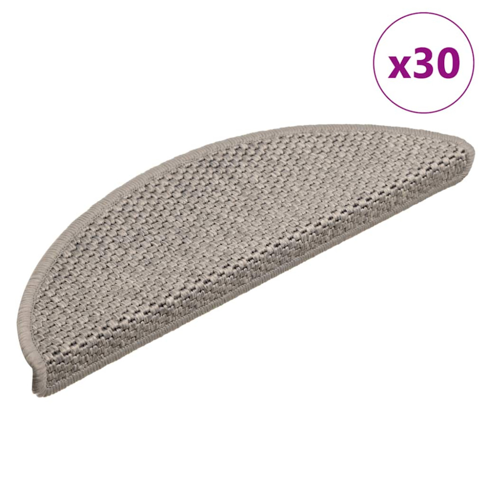 Produktbild för Trappmattor självhäftande sisal-look 30 st 56x17x3 cm silver