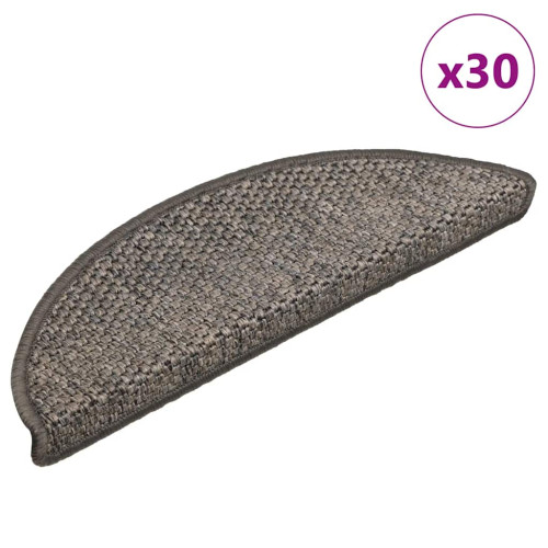 vidaXL Trappmattor självhäftande sisal-look 30 st 56x17x3cm grå beige