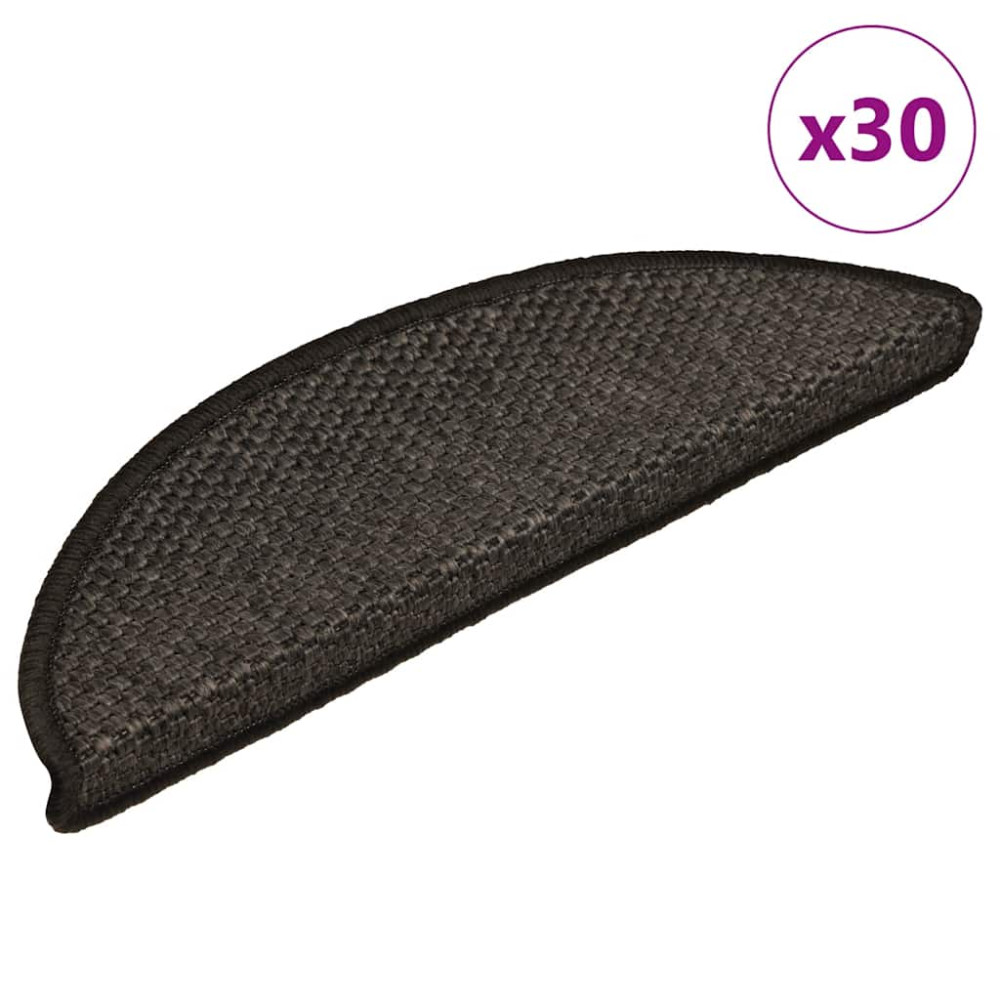 Produktbild för Trappmattor självhäftande sisal-look 30 st 56x17x3 cm antracit