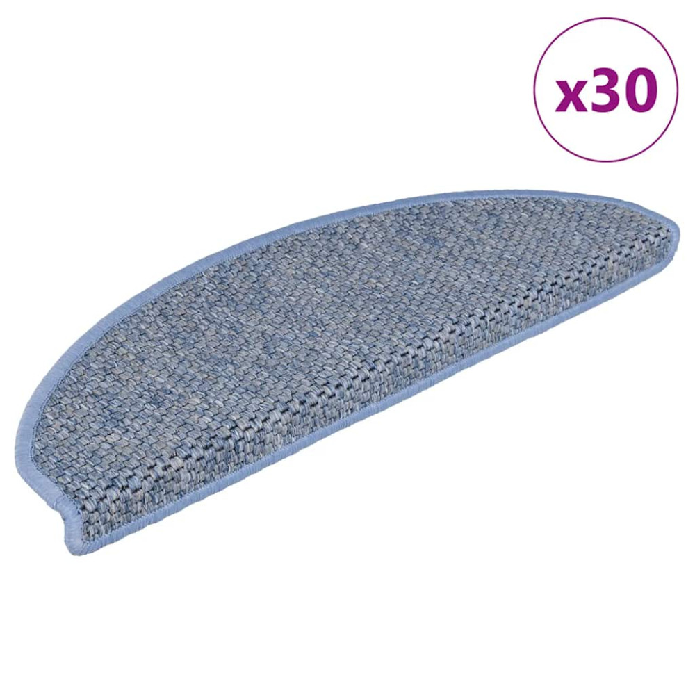 Produktbild för Trappmattor självhäftande sisal-look 30 st 56x17x3 cm blå
