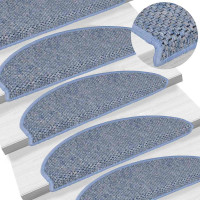 Produktbild för Trappmattor självhäftande sisal-look 30 st 56x17x3 cm blå
