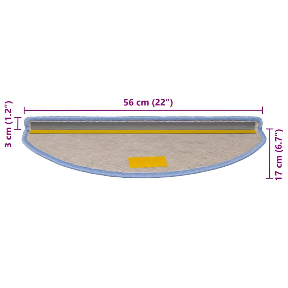 Produktbild för Trappmattor självhäftande sisal-look 30 st 56x17x3 cm blå
