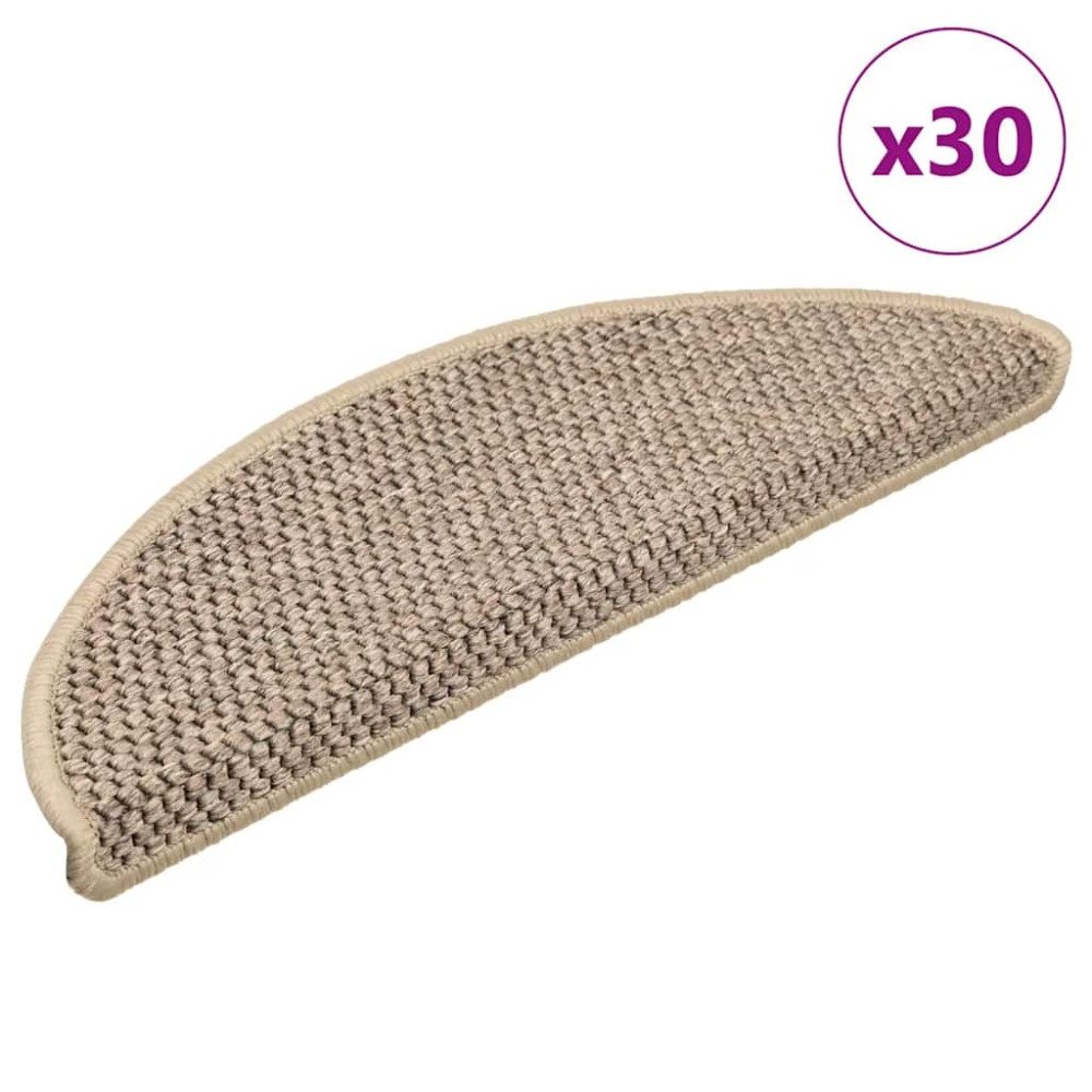 Produktbild för Trappmattor självhäftande sisal-look 30 st 56x17x3 cm mörkbeige