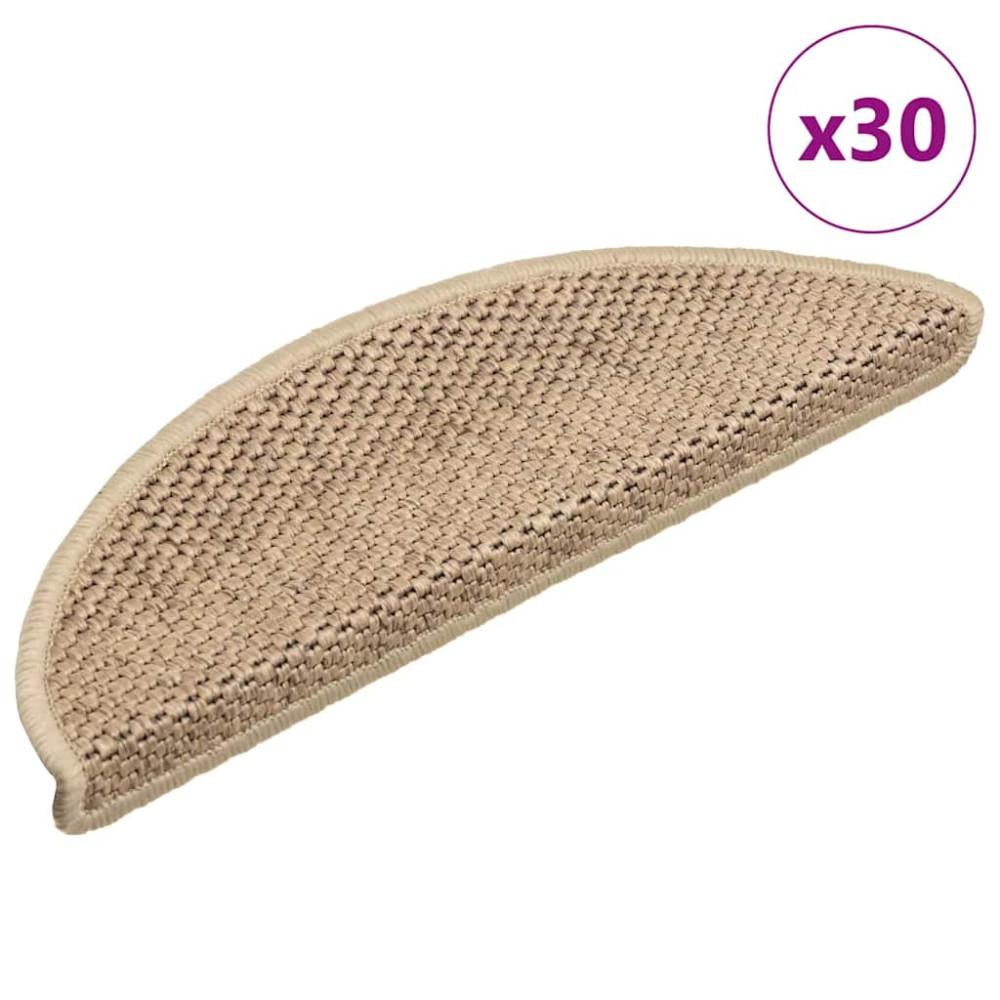 Produktbild för Trappmattor självhäftande sisal-look 30 st 56x17x3 cm sand