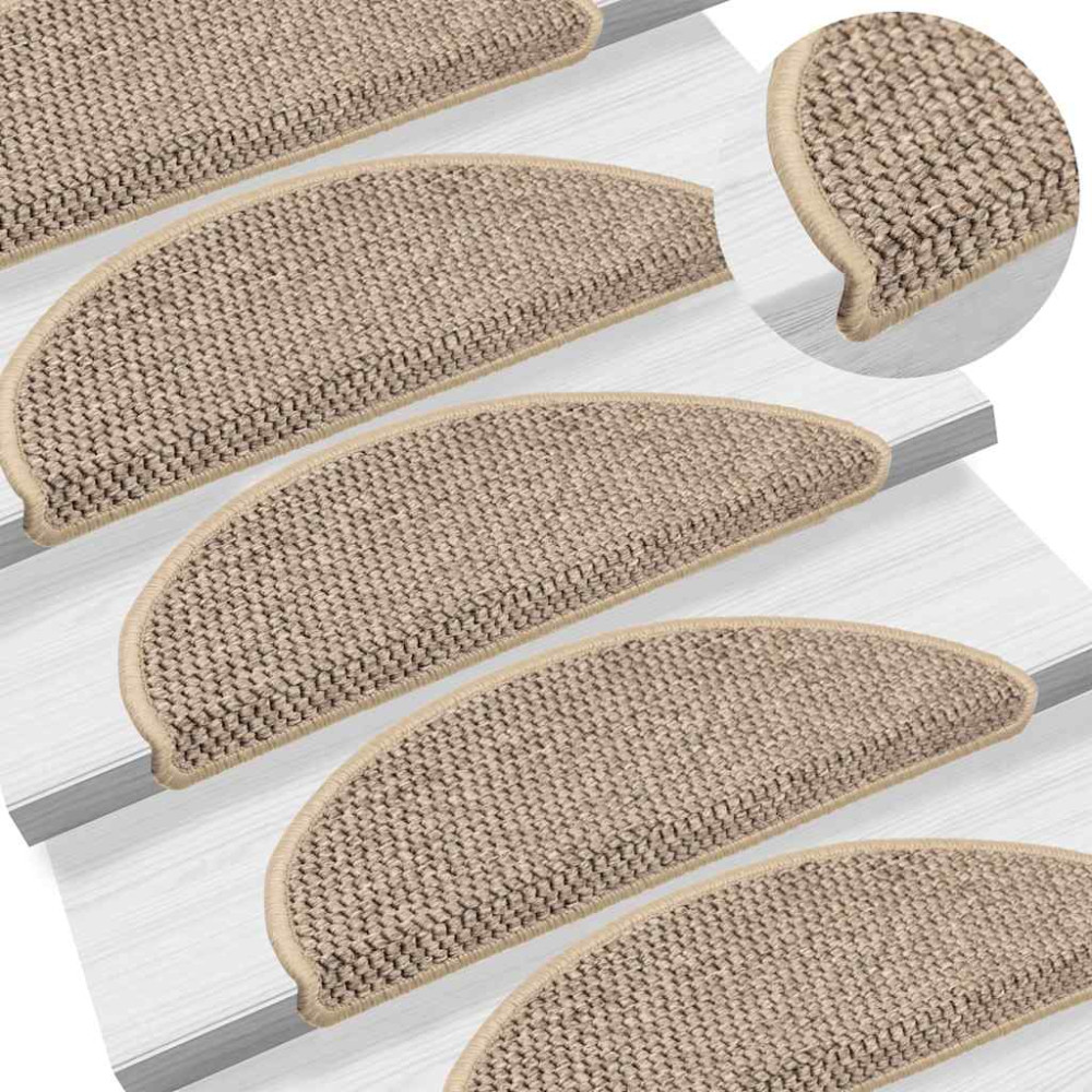 Produktbild för Trappmattor självhäftande sisal-look 30 st 56x17x3 cm sand