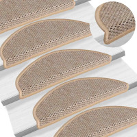 Produktbild för Trappmattor självhäftande sisal-look 30 st 56x17x3 cm ljusbeige