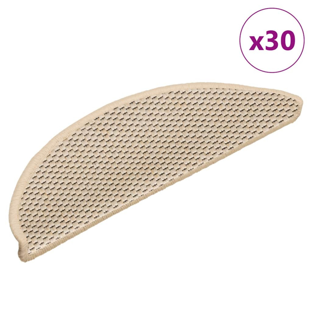 Produktbild för Trappmattor självhäftande sisal-look 30 st 56x17x3 cm berber