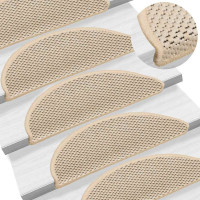 Produktbild för Trappmattor självhäftande sisal-look 30 st 56x17x3 cm berber