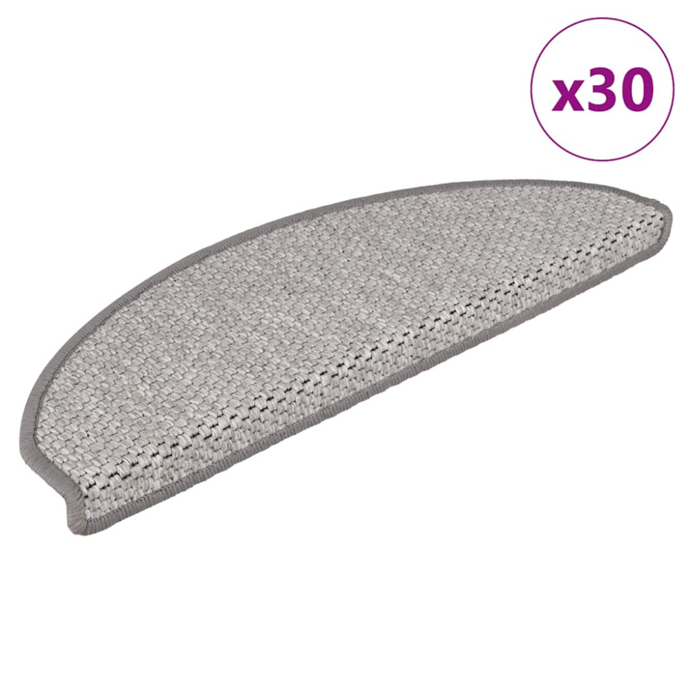 Produktbild för Trappmattor självhäftande sisal-look 30 st 65x21x4 cm platina