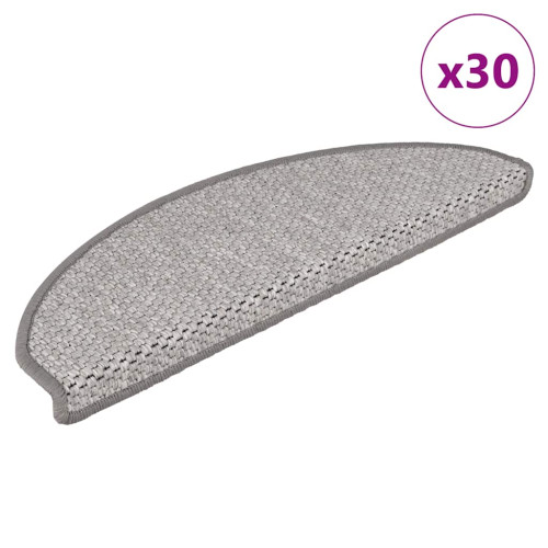 vidaXL Trappmattor självhäftande sisal-look 30 st 65x21x4 cm platina
