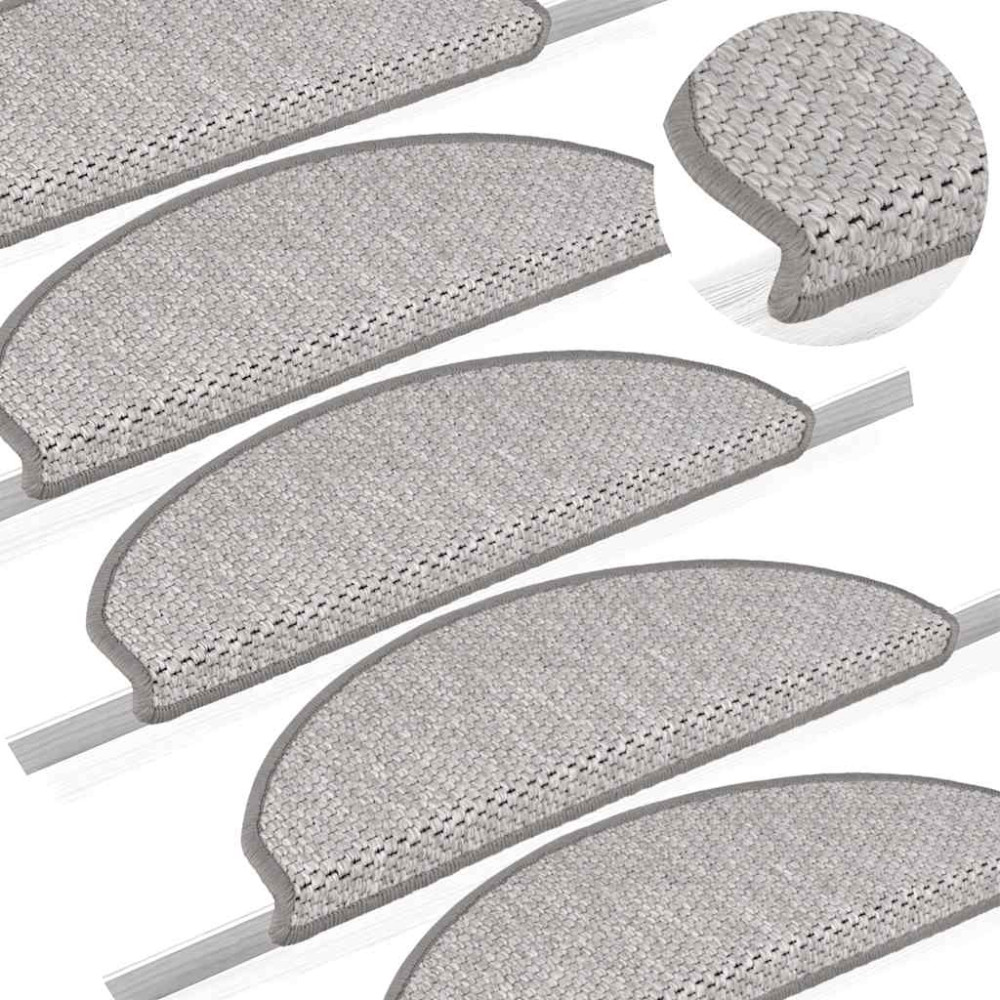 Produktbild för Trappmattor självhäftande sisal-look 30 st 65x21x4 cm platina
