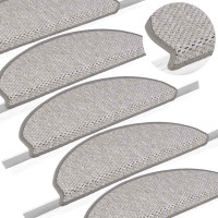 Produktbild för Trappmattor självhäftande sisal-look 30 st 65x21x4 cm platina