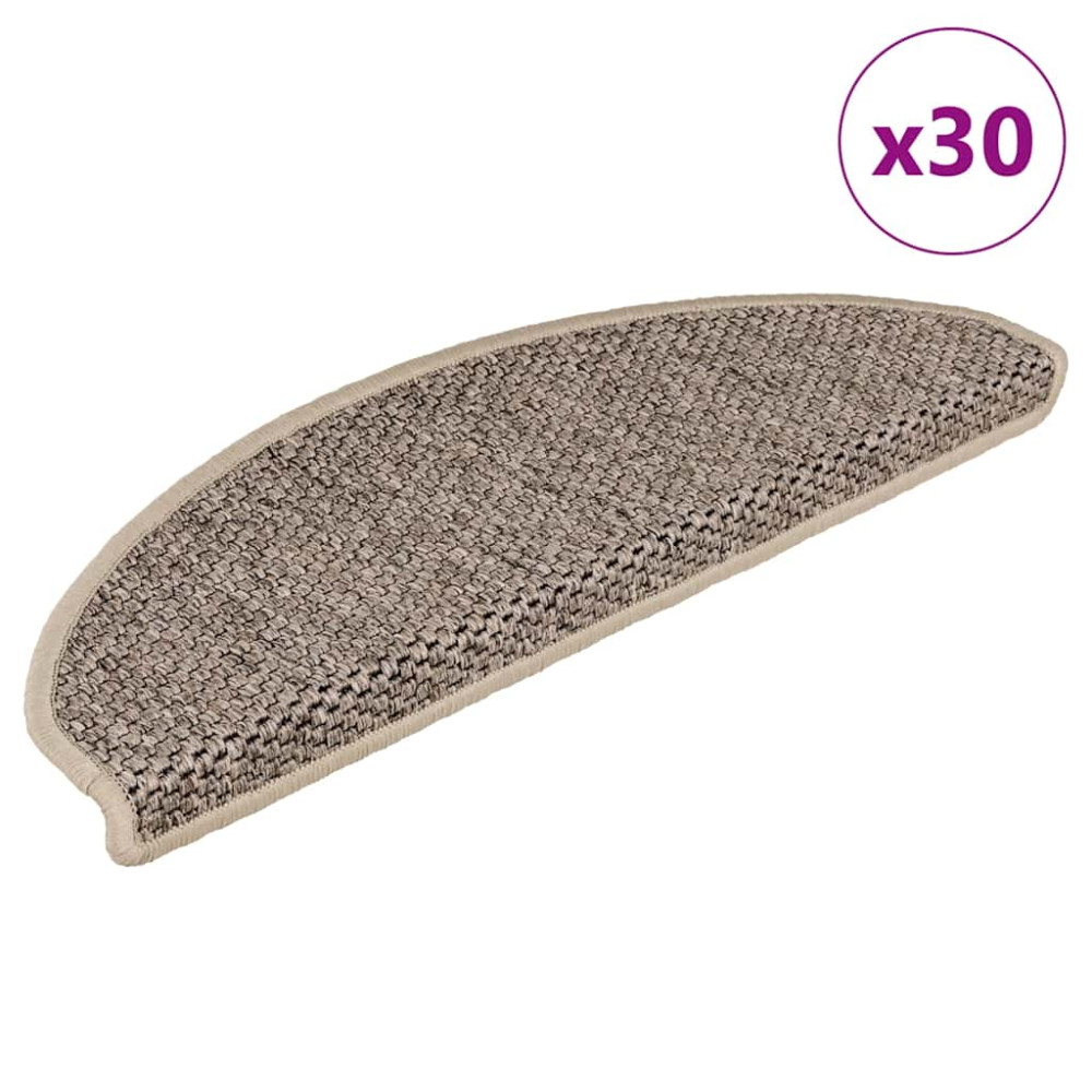 Produktbild för Trappmattor självhäftande sisal-look 30 st 65x21x4 cm mörkbeige