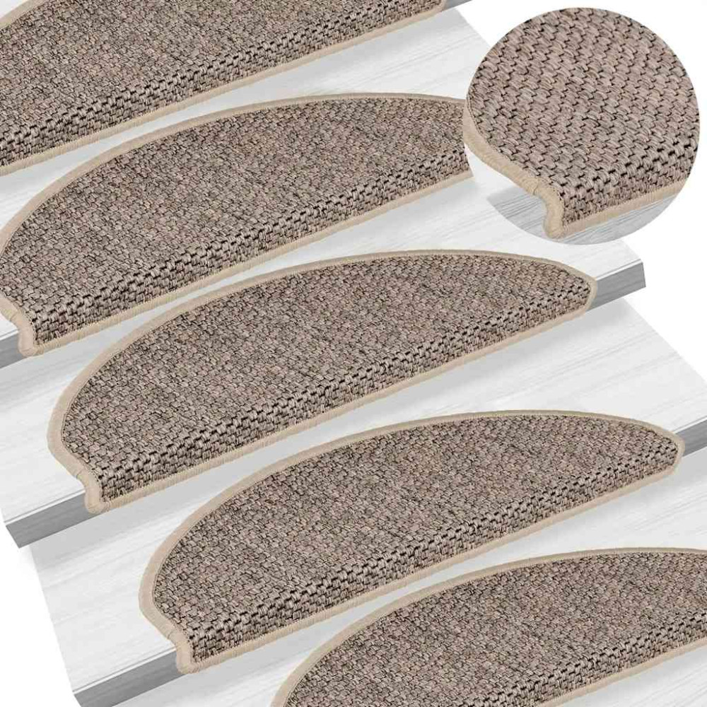 Produktbild för Trappmattor självhäftande sisal-look 30 st 65x21x4 cm mörkbeige