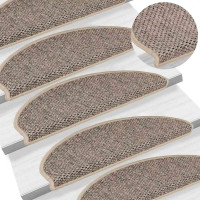 Produktbild för Trappmattor självhäftande sisal-look 30 st 65x21x4 cm mörkbeige