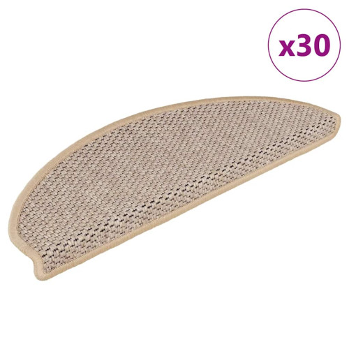vidaXL Trappmattor självhäftande sisal-look 30 st 65x21x4 cm ljusbeige