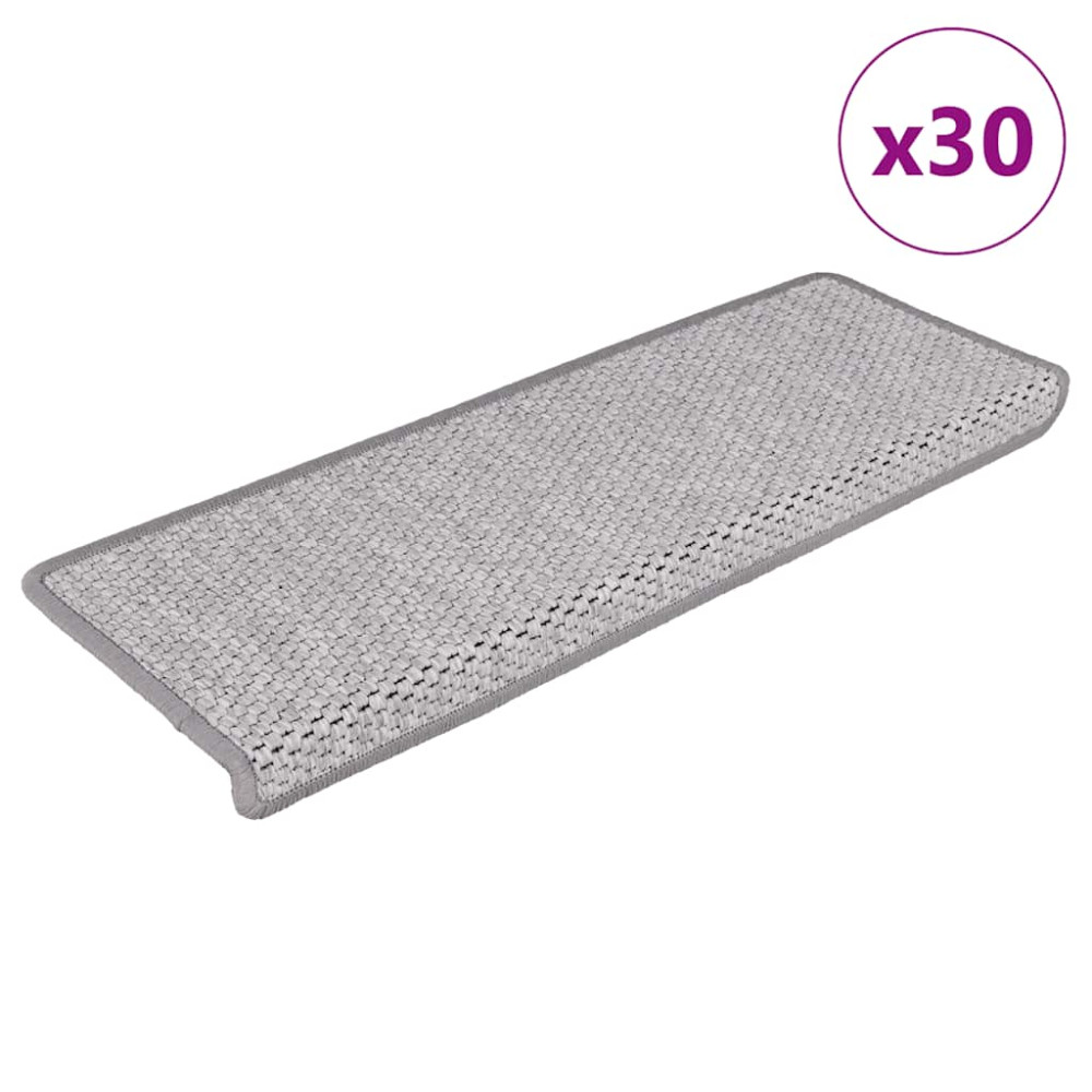 Produktbild för Trappmattor självhäftande sisal-look 30 st 65x21x4 cm platina