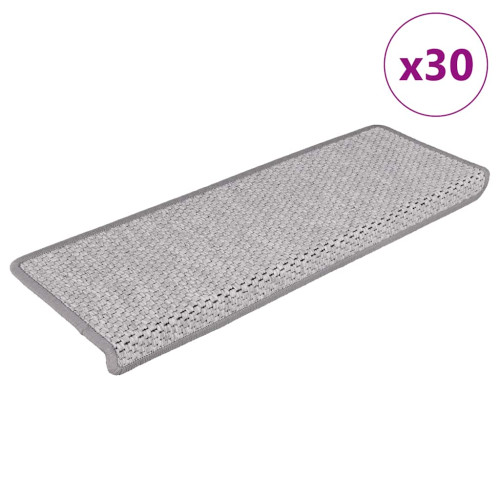 vidaXL Trappmattor självhäftande sisal-look 30 st 65x21x4 cm platina