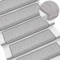 Produktbild för Trappmattor självhäftande sisal-look 30 st 65x21x4 cm platina