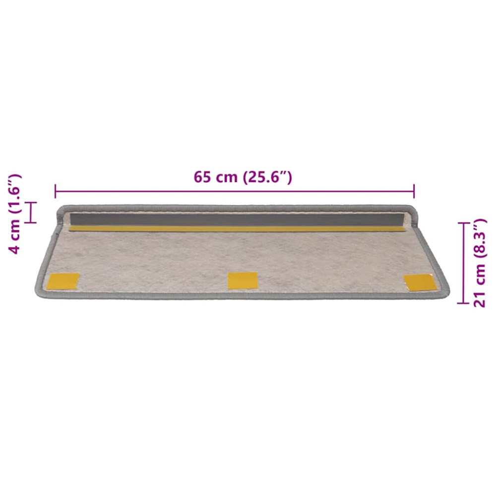 Produktbild för Trappmattor självhäftande sisal-look 30 st 65x21x4 cm platina