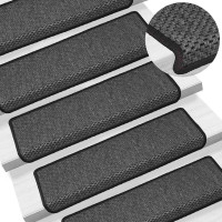 Produktbild för Trappmattor självhäftande sisal-look 30 st 65x21x4 cm antracit