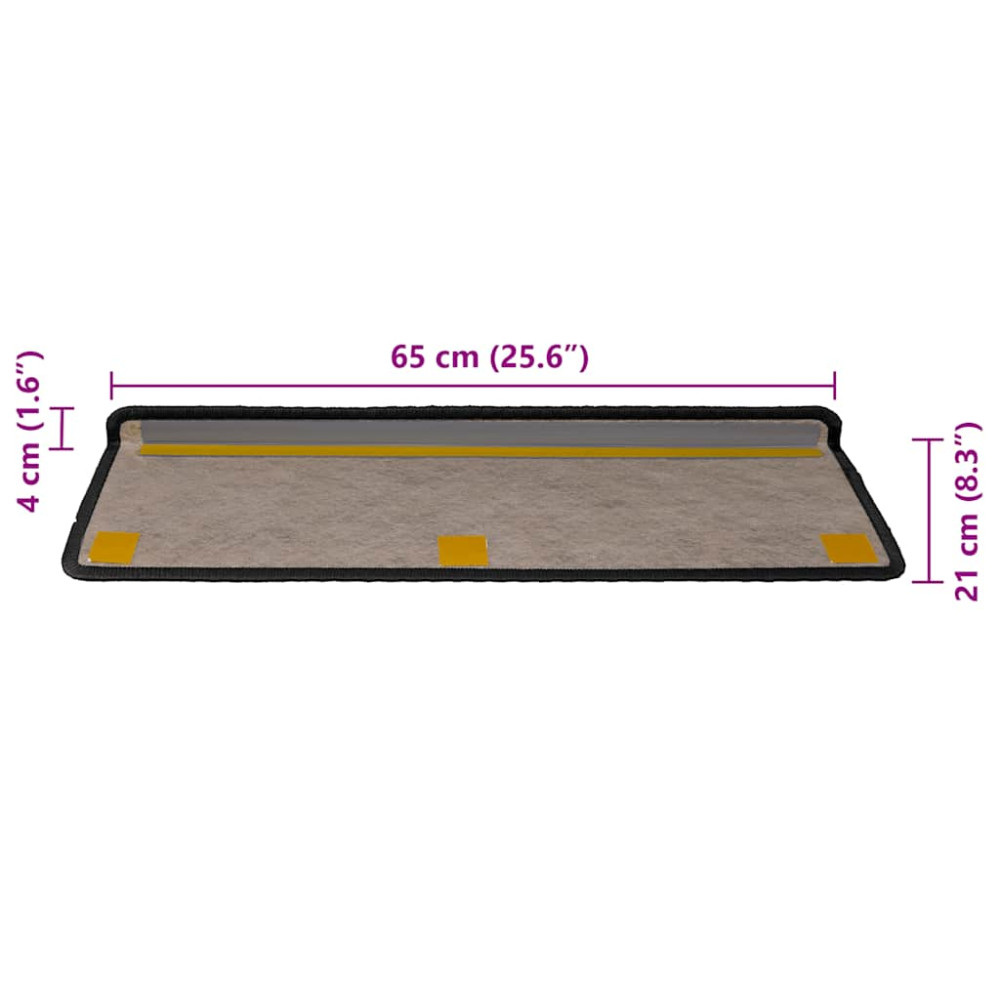 Produktbild för Trappmattor självhäftande sisal-look 30 st 65x21x4 cm antracit