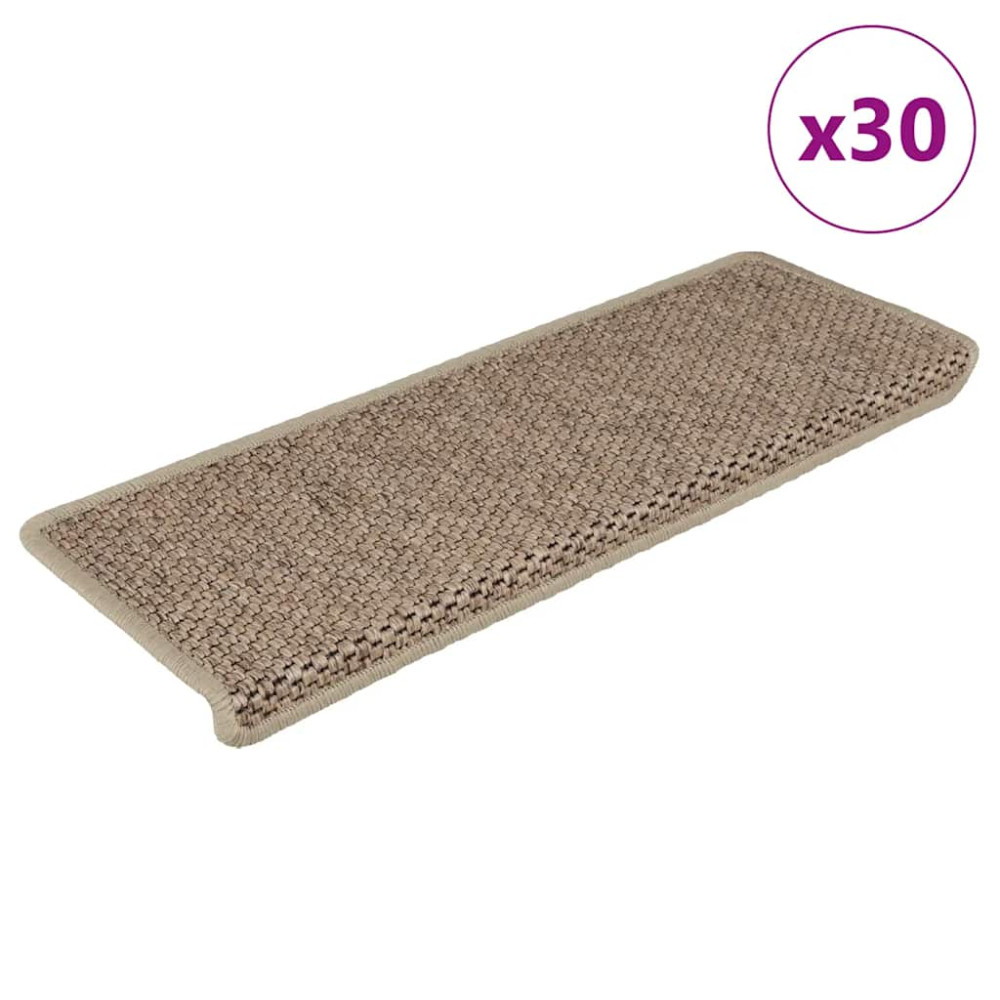 Produktbild för Trappmattor självhäftande sisal-look 30 st 65x21x4 cm sand