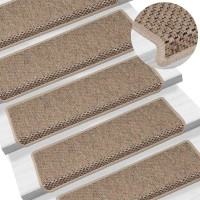 Produktbild för Trappmattor självhäftande sisal-look 30 st 65x21x4 cm sand