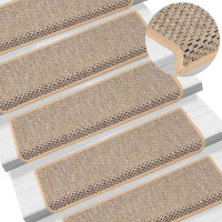 Produktbild för Trappmattor självhäftande sisal-look 30 st 65x21x4 cm ljusbeige