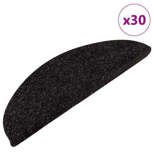 vidaXL Trappmattor självhäftande 30 st svart 56x17x3 cm - Mattor