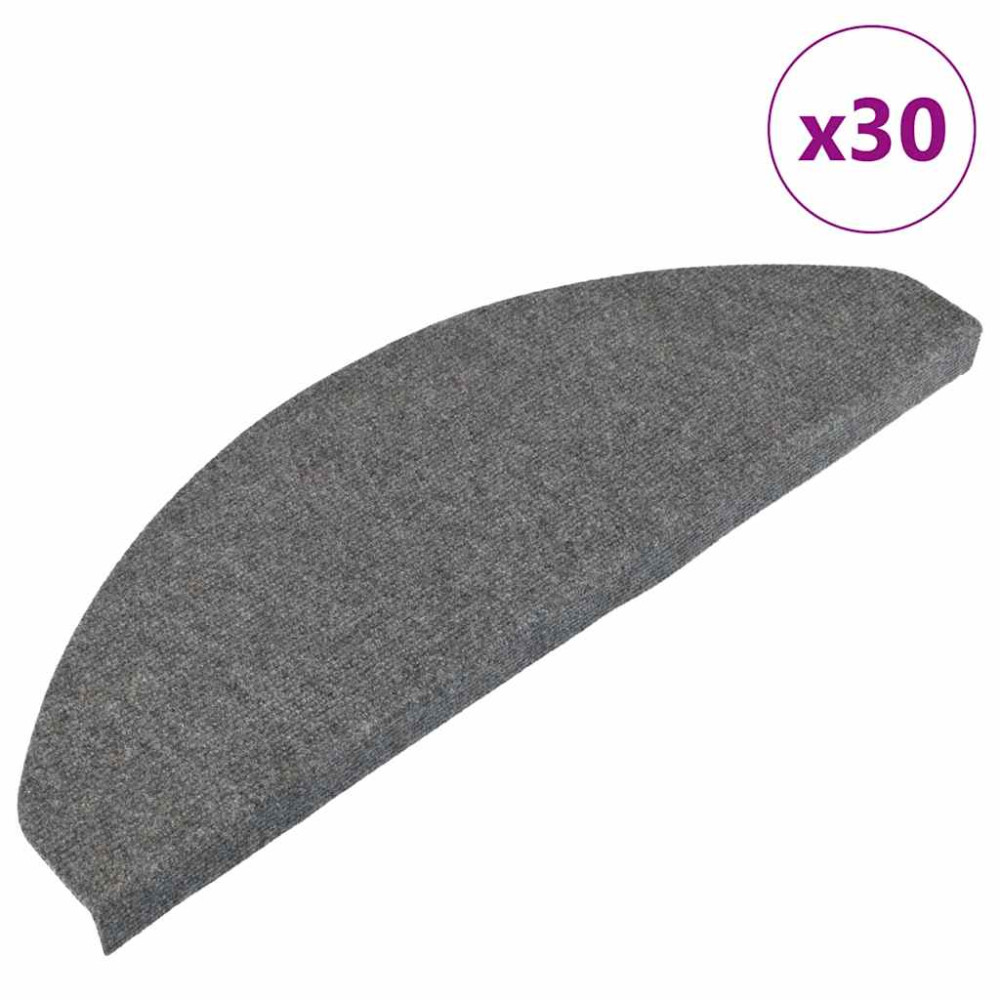 Produktbild för Trappmattor självhäftande 30 st grå 65x22,5x3,5 cm
