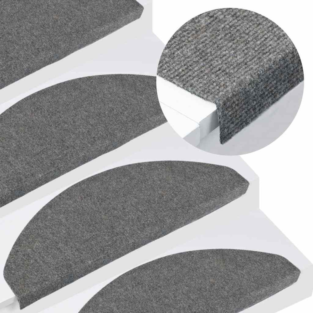 Produktbild för Trappmattor självhäftande 30 st grå 65x22,5x3,5 cm
