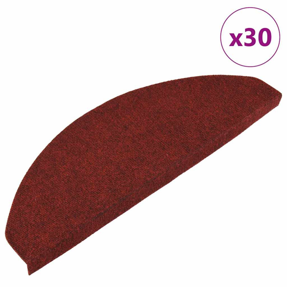 Produktbild för Trappmattor självhäftande 30 st röd 65x22,5x3,5 cm